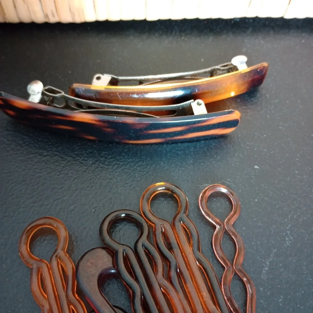 Vintage Tortoiseshell‎ Hair Barrette Comb Lot Goody Unbranded